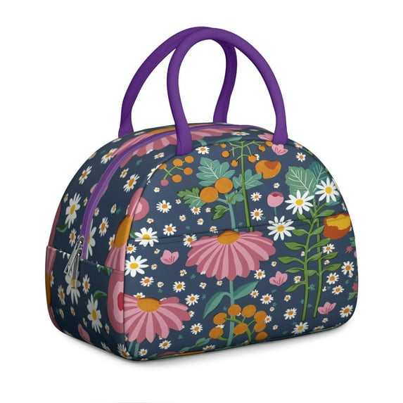 Lunch Bag with Front Pocket for Women Men,Lunch Containers Reusable High Capacity Lunch Tote Bags for for Workplace Commuting (Mushroom )