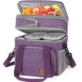 thumbnail image 1 of Insulated Lunch Box for Women Men, 17L Reusable Lunch Bag, Dual Compartment Leakproof Cooler Bag with Adjustable Strap/Side Mesh Pocket Lunch Tote Bag for Office, Work, Picnic, Purple, 1 of 9