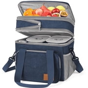 17L Expandable Insulated Lunch Box Bag for Women/Men, Leak-Proof & Freezer-Safe, Double Deck Design with Adjustable Shoulder Strap & Side Pocket for Work, Camping, Picnic, Beach, Blue