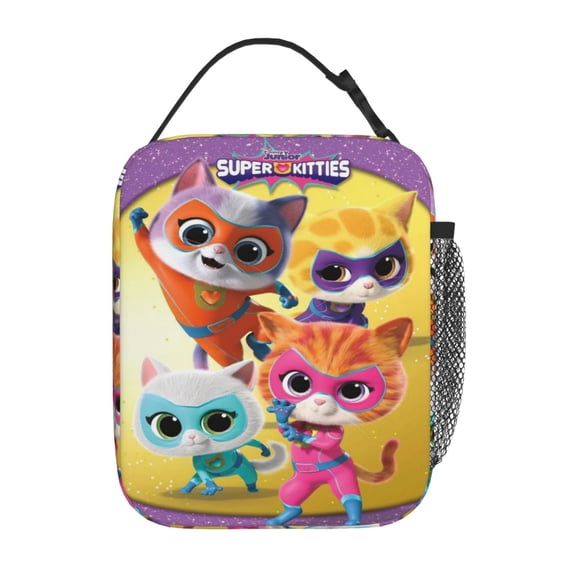 Lunch Bags For Women Men Personalized Super-Kitties Insulated Lunch Box, Leak-Proof & Freezer-Safe, Adjustable Strap & Side Pocket For Work, Camping, Picnic, Beach 10*4*8inch