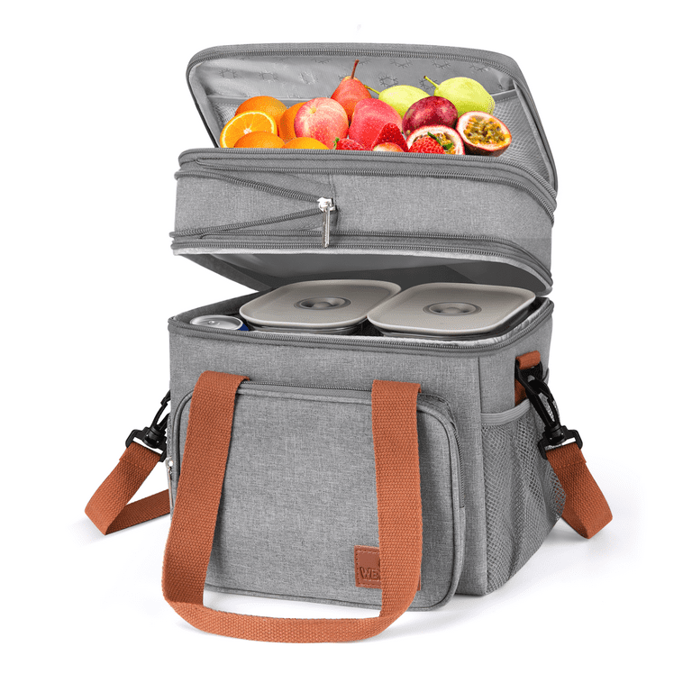 Reusable Lunch Bag, Large Insulated Lunch Box For Men Women Adult,  Leakproof Lunch Box For Kids School Work Office Picnic Hiking Beach,  Thermal Lunch Cooler With Shoulder Strap, Front Pocket Mesh, 