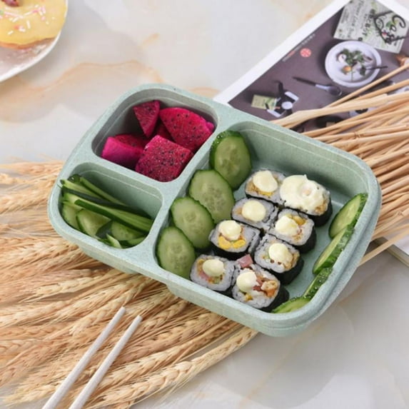 Lunch Box 3 Compartment Food Storage Containers with Lids Bento Lunch Box Divided Plates Divided Dinner Tray Bento Lunch Box Divided Food Containers Can Microwave and Dishwasher Safe,1pc