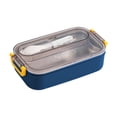thumbnail image 1 of Lunch Box 700ml Plastic with 480ml Stainless Steel Liner Leak Proof Bento Container, Dual-Compartment Food Box for Adults Travel Picnic, Microwave Safe Design Blue, 1 of 6
