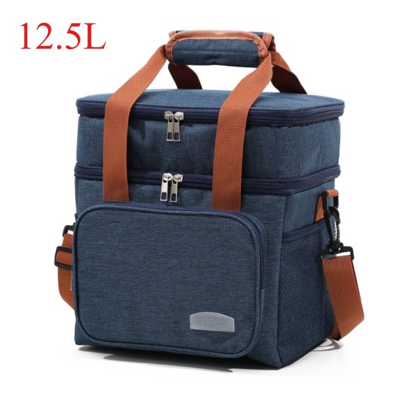 Lunch Box, 8L/12.5 Insulated Lunch Bag, Expandable Double Deck Cooler Bag,Reusable Lunch Bag , Lightweight Leakproof Tote Bag With Side Tissue Pocket&Adjustable Shoulder Strap, Suit for Work,Camping