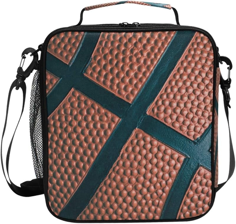 Lunch Box Bag Basketball Sport Lunchbox Insulated Thermal Cooler Ice Adjustable Shoulder Strap for Women Men