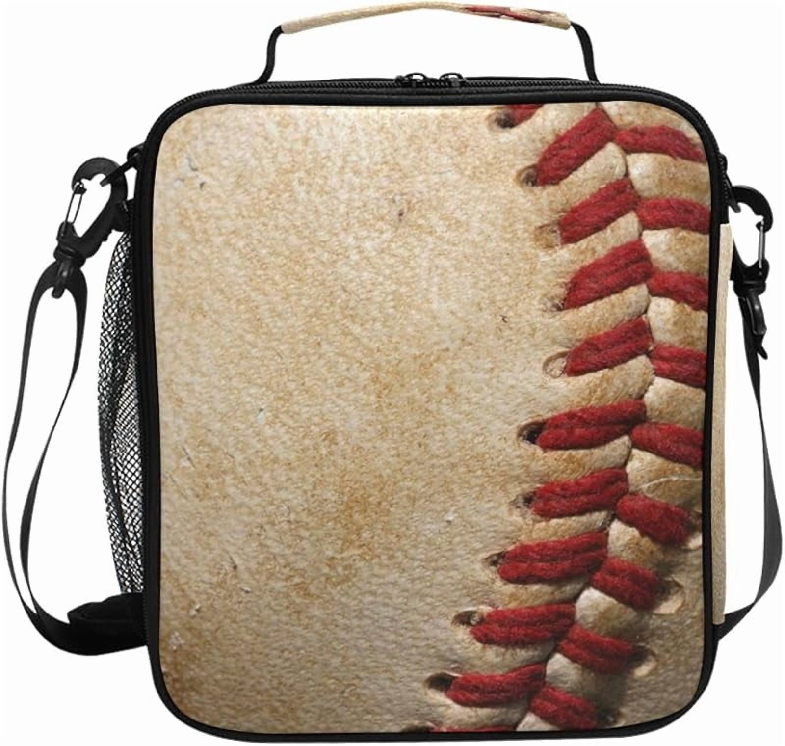 Lunch Box Bag Sport Ball Baseball Vintage Lunchbox Insulated Thermal Cooler Ice Adjustable Shoulder Strap for Women Men