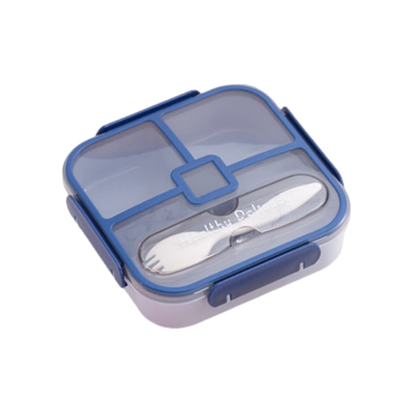 Lunch Box, Bento Box With Compartments, Sealed Food Container, Microwave Safetudents Office Workers, Square Blue(Note The Above Title Meets The Character Requirement