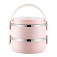 thumbnail image 1 of Lunch Box Container, Portable Stainless Steel Lunch Box, Double Layer Lunch Container for Rice Noddles Good Sealing(Pink), 1 of 8
