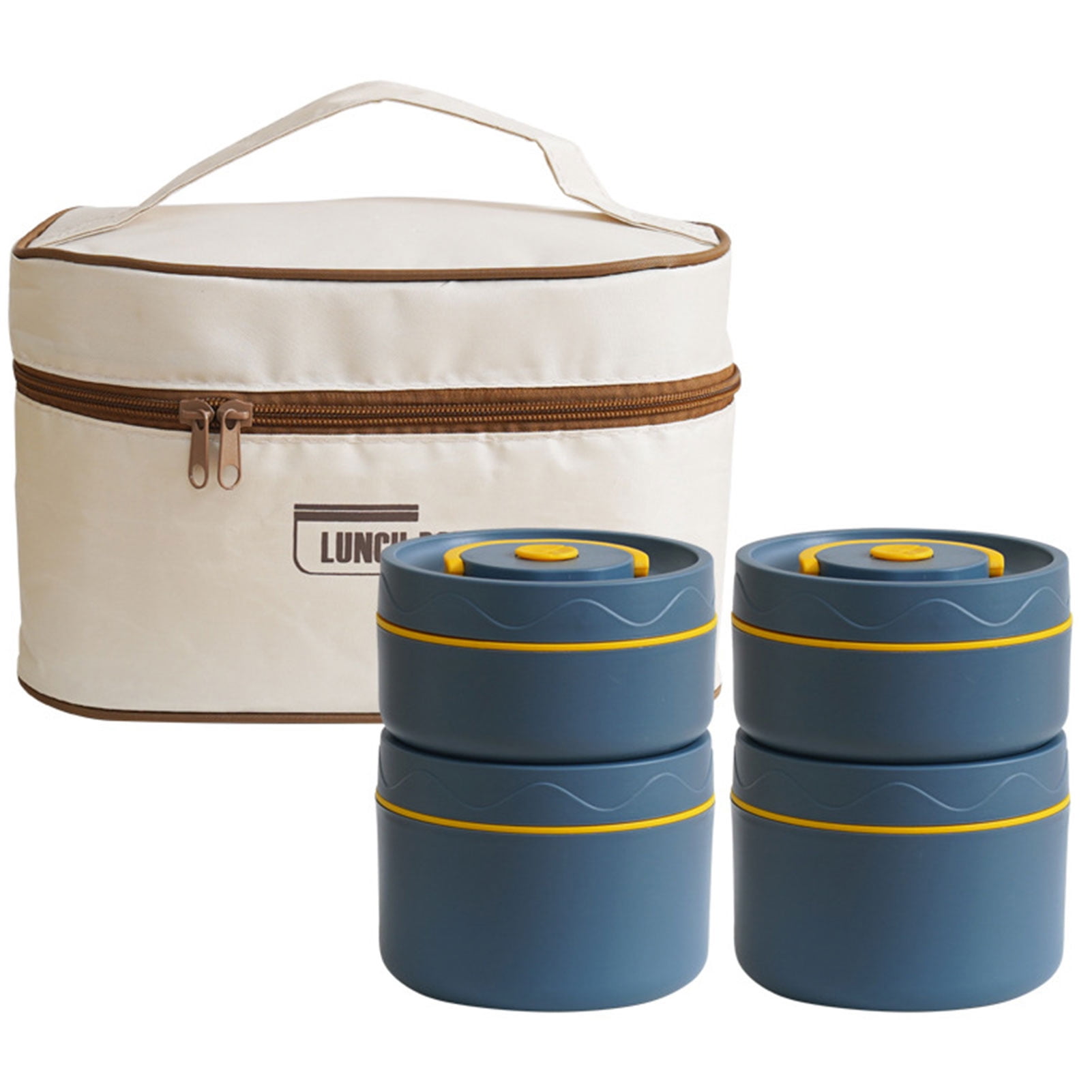 Lunch Box Containers - 1/2/3/4Pcs Lunch Box Round Shape Sealing Silicone Rubber Ring High Capacity Leak Proof 3H Heat Preservation Time Food Storage Food-Grade Stainless Steel Insulation Bento Box