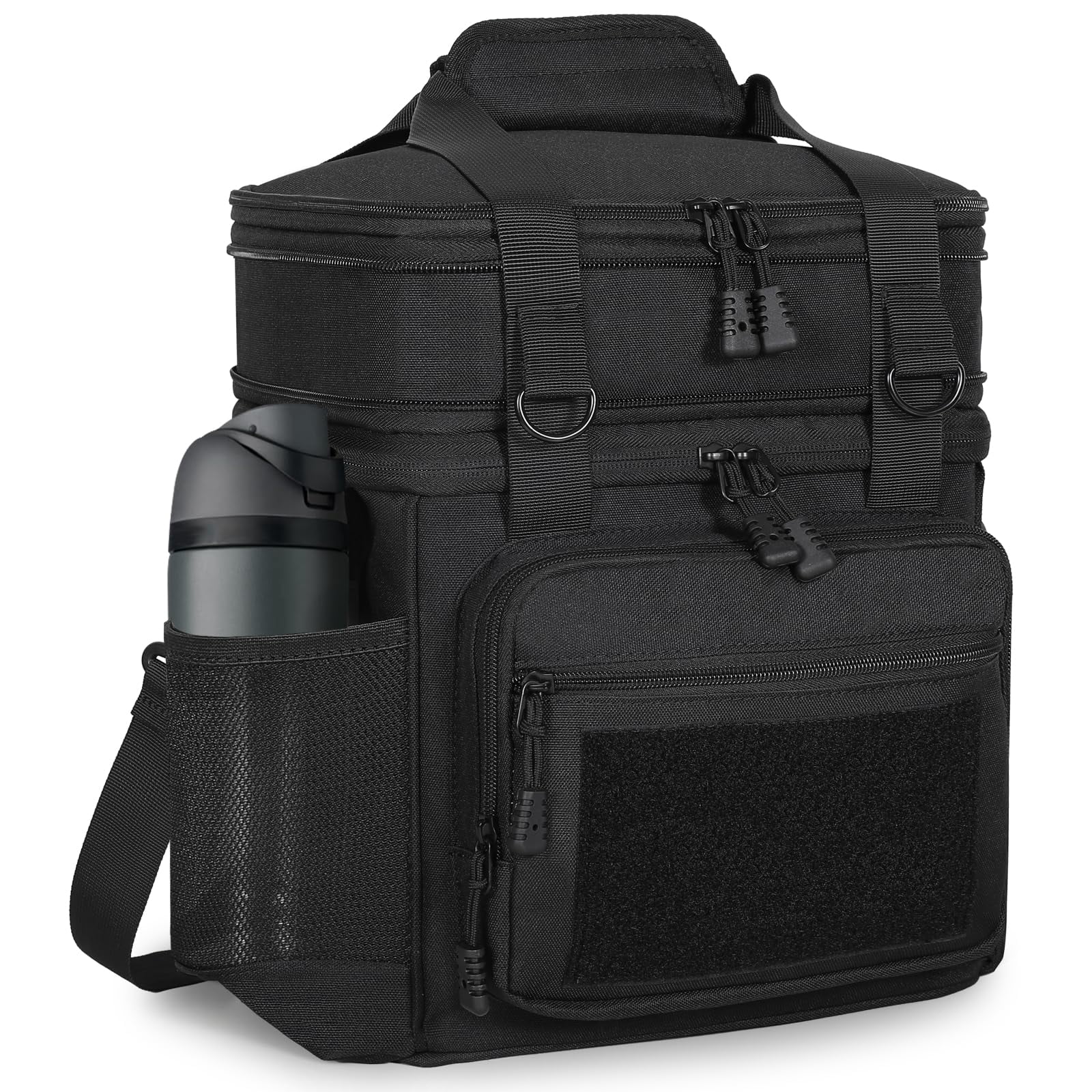 Lunch Box Cooler Bag - Expandable Insulated For Men Women Large Lunchbox Adults Work Shifts Outdoor Trips Black 16l
