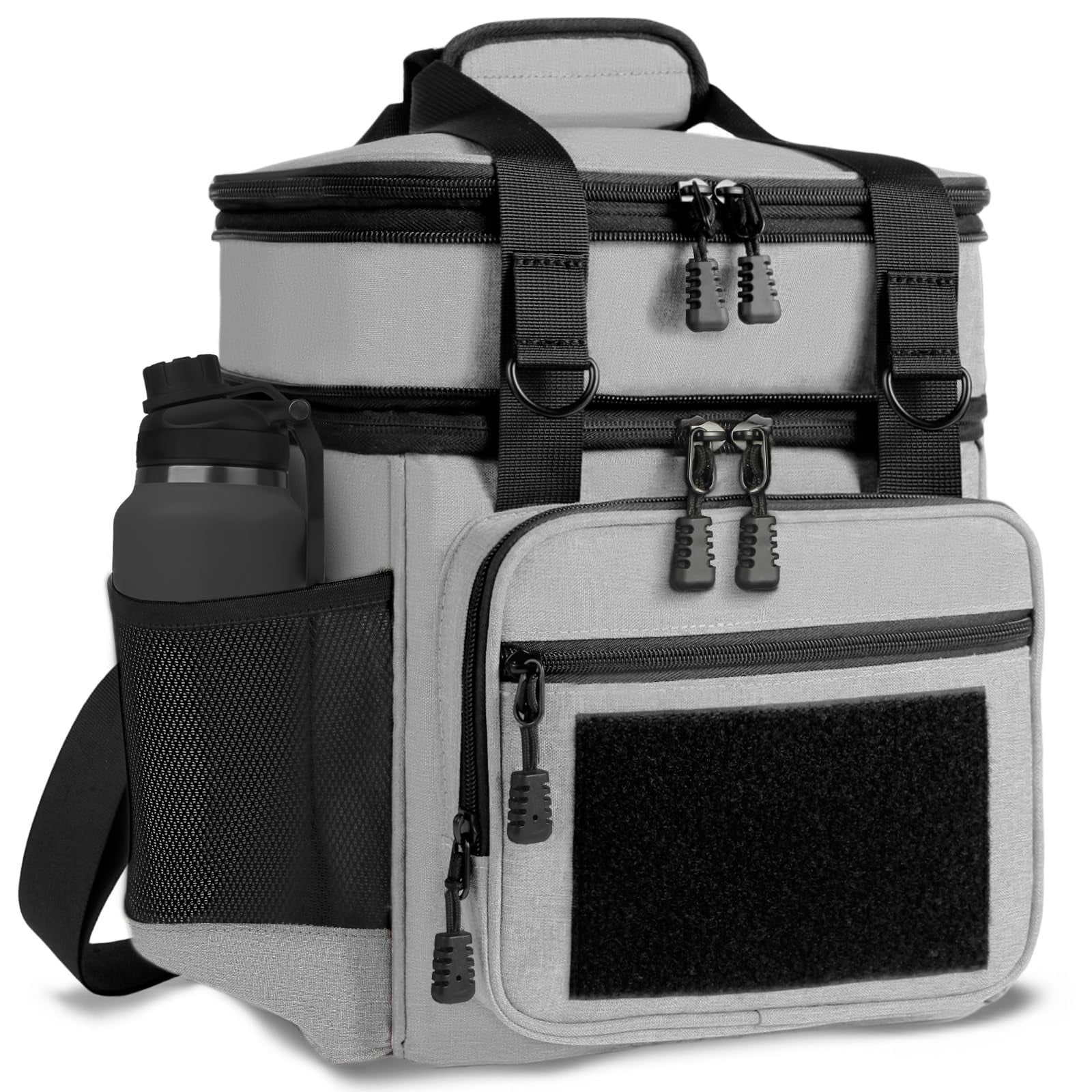 Lunch Box Cooler Bag - Expandable Insulated For Men Women Large Lunchbox Adults Work Shifts Outdoor Trips Grey 16l
