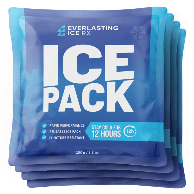 Everlasting Ice RX Rapid Performance Reusable Ice Packs for Lunch Boxes and Coolers, 8.8 oz, 4-Pack