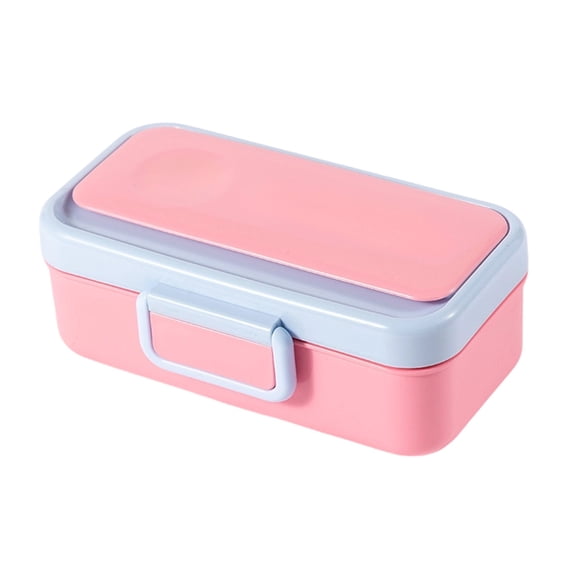 Lunch Box Cup Set with Cartoon Design, Portable Microwave Safe Leakproof Bento with Cutlery for University Office Adults