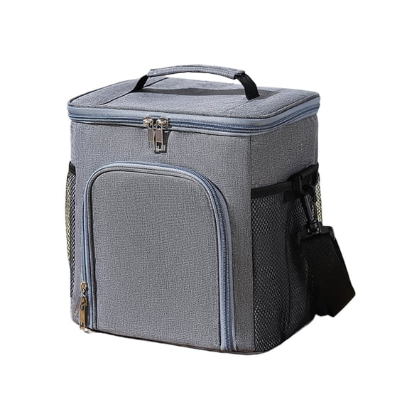 Lunch Box Insulated Bag | Thermal Leak-Proof Cooler Tote for Adults | Large Capacity | Waterproof | Keeps Food Fresh Hot Cold 6 Hours | Cloth Leather | Zip Pockets | 22.5x17x23.5cm | Picnic Work