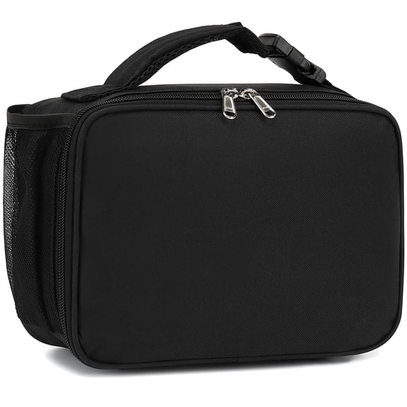 Lunch Box for Kids Boys Girls Men Women, Insulated Lunch Bag with Buckle Handle for School Work Picnic Travel, Reusable Leakproof Lunchbox Cooler, Black