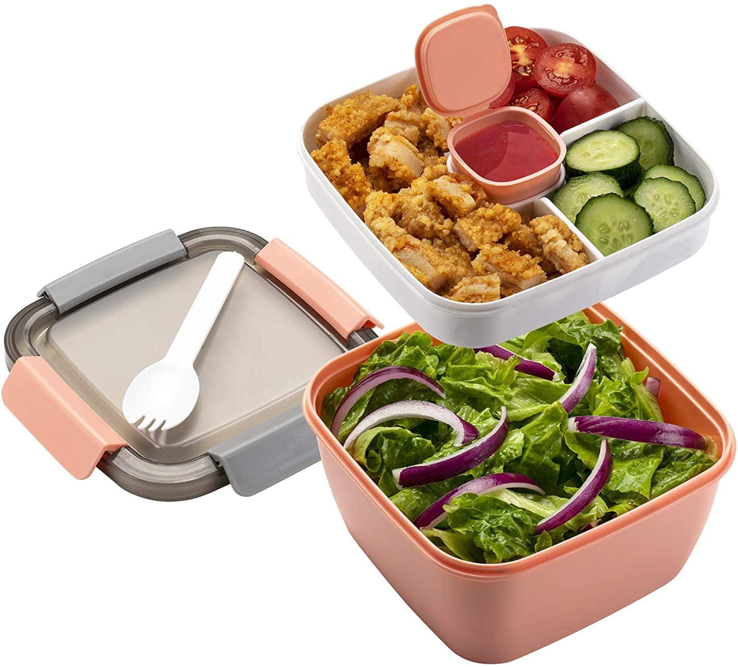4pcs/set 600ml Salad Snack Box, Leak-proof Food Storage Container