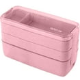 thumbnail image 1 of Lunch Box Leakproof Microwave Food Container Wheat Straw 3 layer Bento Box 900ML, 1 of 1
