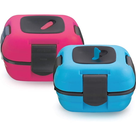 Pinnacle Insulated Leak-Proof Lunch Box Set of 2, 16oz, Heat Release Valve, Blue/Pink