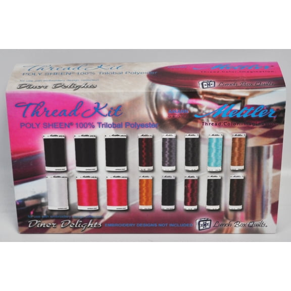 Lunch Box Quilts Diner Delights 16 Spool Poly Sheen Thread Kit