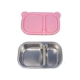 thumbnail image 1 of Lunch Box,Stainless Steel 2-Compartments Divided Plate with Silicone Lid,Portable Adult Lunch Box Food Storage for Office Outdoor Travel,7.84x4.87 Inch, 1 of 7