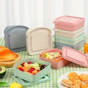 Lunch Box Toast Shape Sandwich Container Plastic Bread Box with Secure Lid Leak-Proof Portable Food Container for School Office Picnic