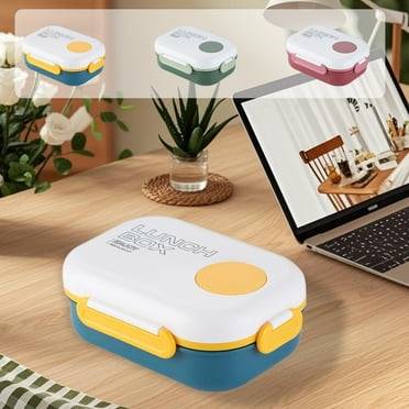 Lunch Box for Toddlers | Plastic Bento Lunchbox with Integrated Utensil Storage & Multi-Compartment Design | Leakproof Snap Lock Lid | Microwave Safe | 22.5x8.8x16cm | Blue/Red/Green | 1 pc