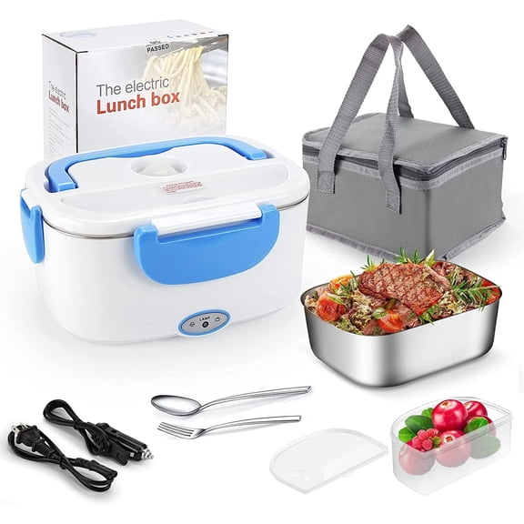 Lunch Box Warmer 2 in 1, Portable Heater for and - Leak proof, Lunch Heating Microwave for Truckers with Removable Stainless Container 1.5 L, 110V/12V