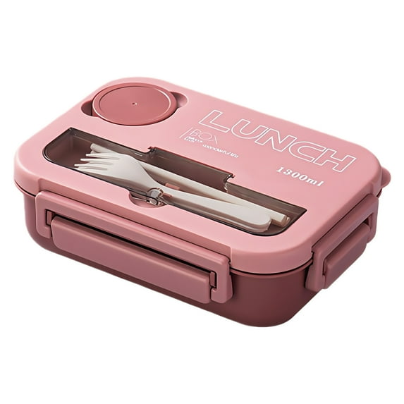 Lunch Box With Fork, Spoon Large Capacity Lunch Container Compartments Storage Containers Microwave Safe