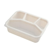 Lunch Box for Women Bento Box Wheats Straw Squares Four Compartments Lunch Containers With Transparent Lid Fruit Compartment Refrigerator Fresh Food Containers for College,Dorm,Office & Travel