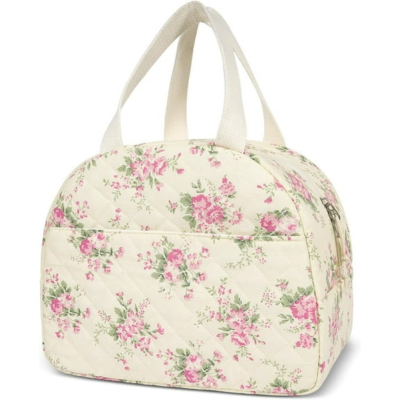 Lunch Box for Women,Cute Quilted Lunch Tote Bag,Reusable Insulated Lunch Box,Large Capacity Cooler Bag with Compartments for Work, Picnics or Travelling
