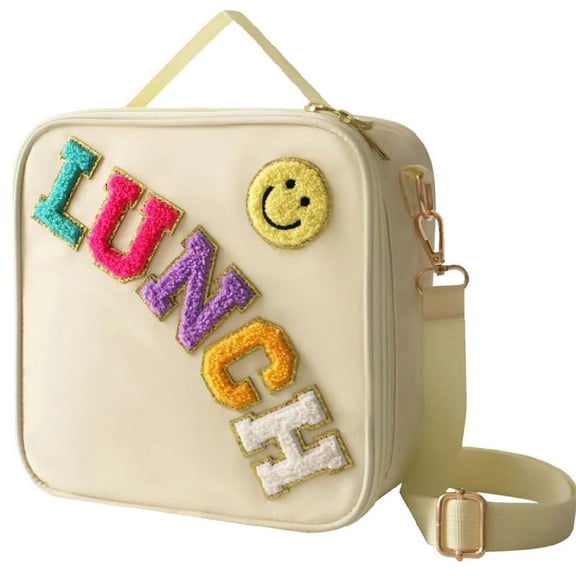 Lunch Box for Women, Insulated Lunch Bag With Adjustable Shoulder Strap, Nylon Preppy Lunch Box,Large Lunch Box Inner  Waterproof ,Reusable Preppy Lunch Bag for Women Travel Picnic