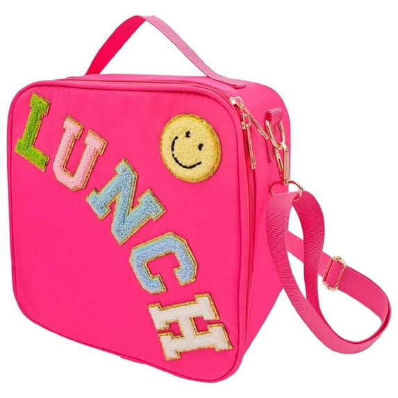 Lunch Box for Women, Insulated Lunch Bag With Adjustable Shoulder Strap, Nylon Preppy Lunch Box,Large Lunch Box Inner Waterproof ,Reusable Preppy Lunch Bag for Women Travel Picnic