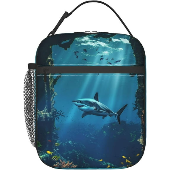 Lunch Box for Women Men, Shark Ocean Insulated Lunch Box Reusable Portable Lunch Bag Cooler Tote Waterproof Lunch Container for Office Picnic Work Travel Hiking