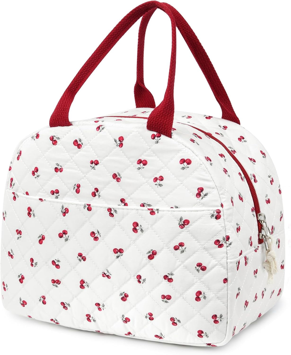 Lunch Box for Women Quilted Insulated Lunch Bag Tote Cute Reusable Floral Cotton Lunch Box Large Capacity Lunch Bag for Work Picnic Travel Aesthetic Coquette Style