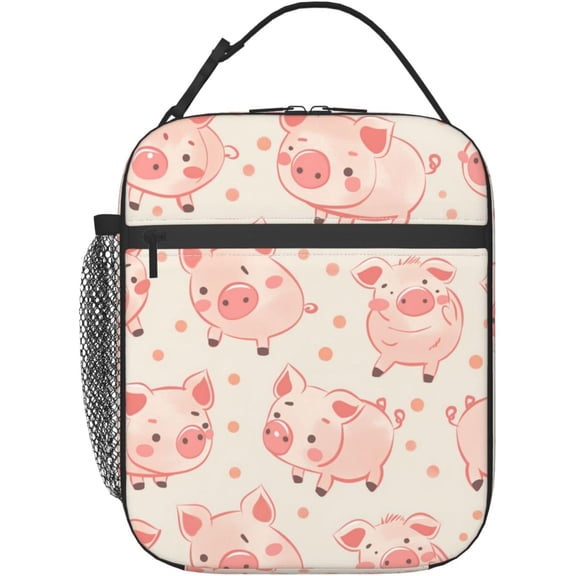Lunch Box for Adults Women Cute Pig Theme Lunch Box Insulated Cooler Reusable Lunch Bag Container Gifts for Work Office Picnic Travel
