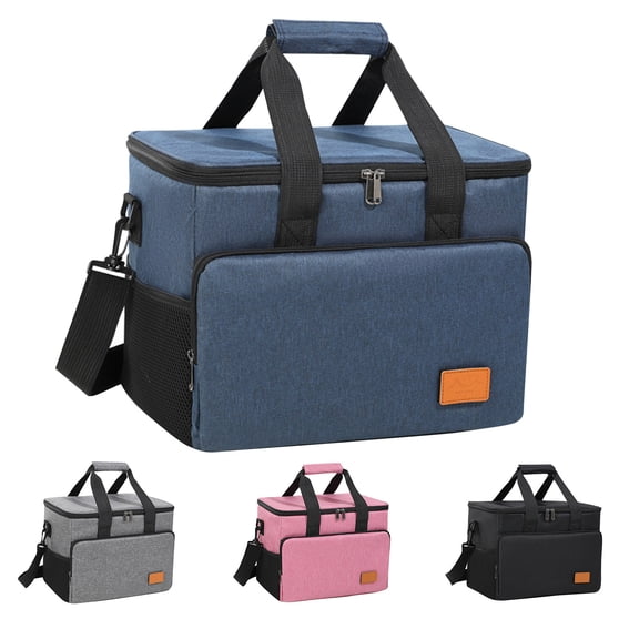Lunch Box for Men, Insulated Lunch Bag, 3 Layer Thermal Cooler with 4 Pockets & Adjustable Strap, Perfect Lunch Box for Women, Navy