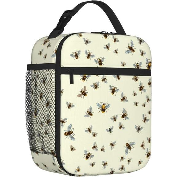 Lunch Box for Mens Thick and Insulated Lunch Tote Bags for Womens Picnic Outdoor, Portable lunch box tote（for Bee Honeybee）