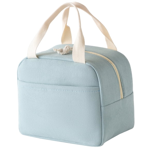 Lunch Box for Women, Cute Corduroy Insulated Lunch Bag, Wide Opening Reusable Bag with Front Pocket for Work, Office, School & Picnic/Blue