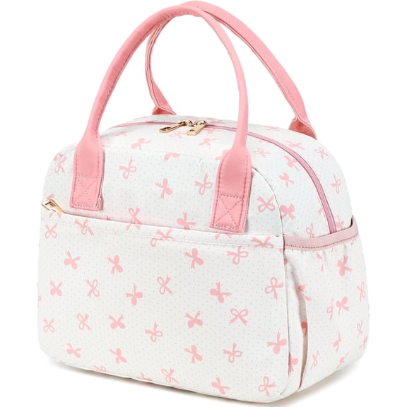 Lunch Box for Women Insulated Lunch Bag Lunchbox Cooler Thermal Leakproof Quilted  Lunch Tote Bag for Work School Travel Picnic ( Bow)