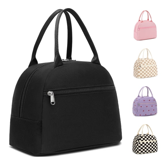 Lunch Box for Women, Insulated Reusable Cooler Lunch Bag, Small Lunch Bag for Work Travel, Black