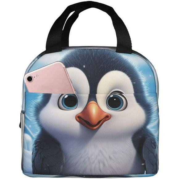 Lunch Box for Women Men Insulated Lunch Bag Cartoon Cute Penguin Lunch Tote Bag Reusable Lunchbox for Work Office