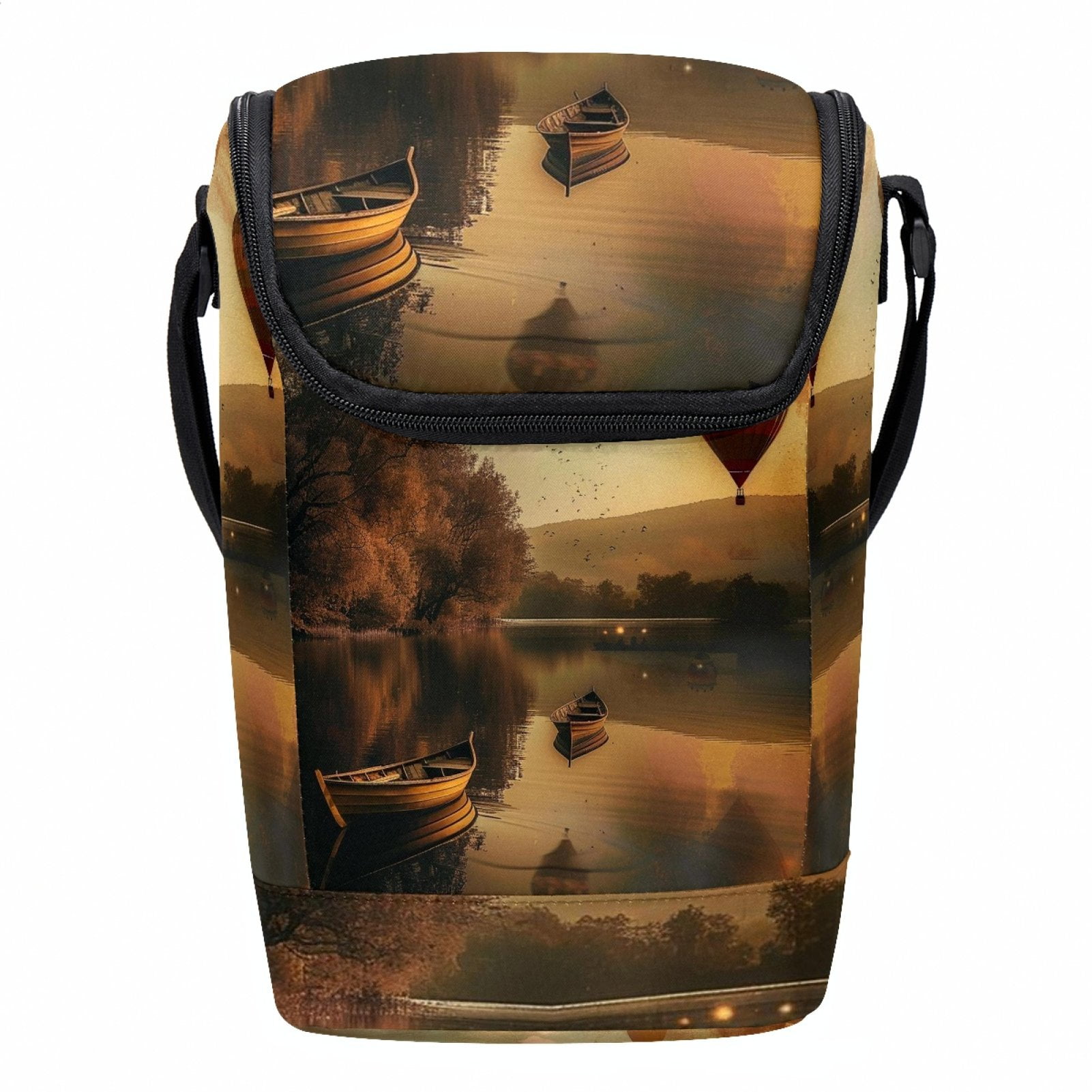 Lunch Box for Women Mens Lunch Box Bento Box Boat River Sunset Hot Air