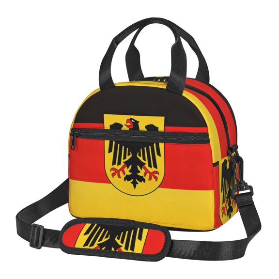 Lunch Box with Adjustable Shoulder Strap Germany Flag Insulated Lunch Tote Leakproof Cooler Bag for Women Men
