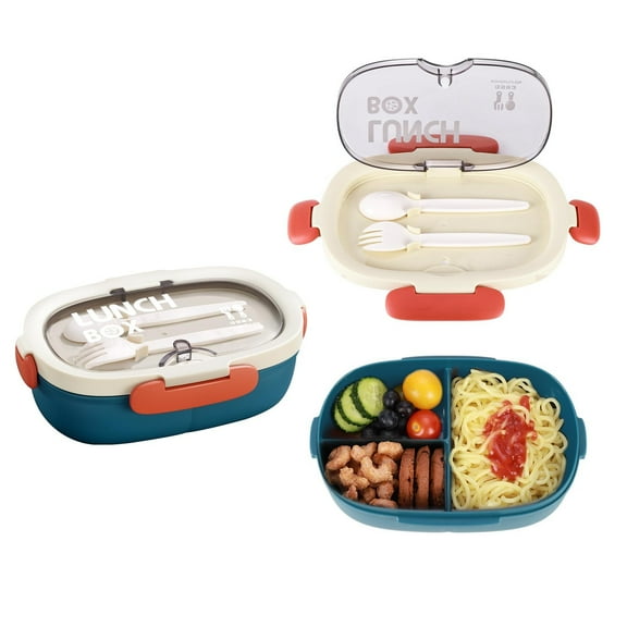 Lunch Box with Utensils, Kingtowag 3-Compartment Lunch Box with Utensils - 28Oz and Leak-Proof, Perfect for Meal Prep - #A