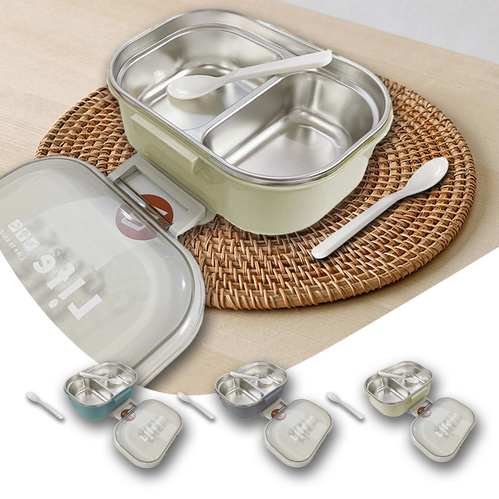 Lunch Boxes Adult Lunch Box, 1000 ML 2Compartment Bento Lunch Box for