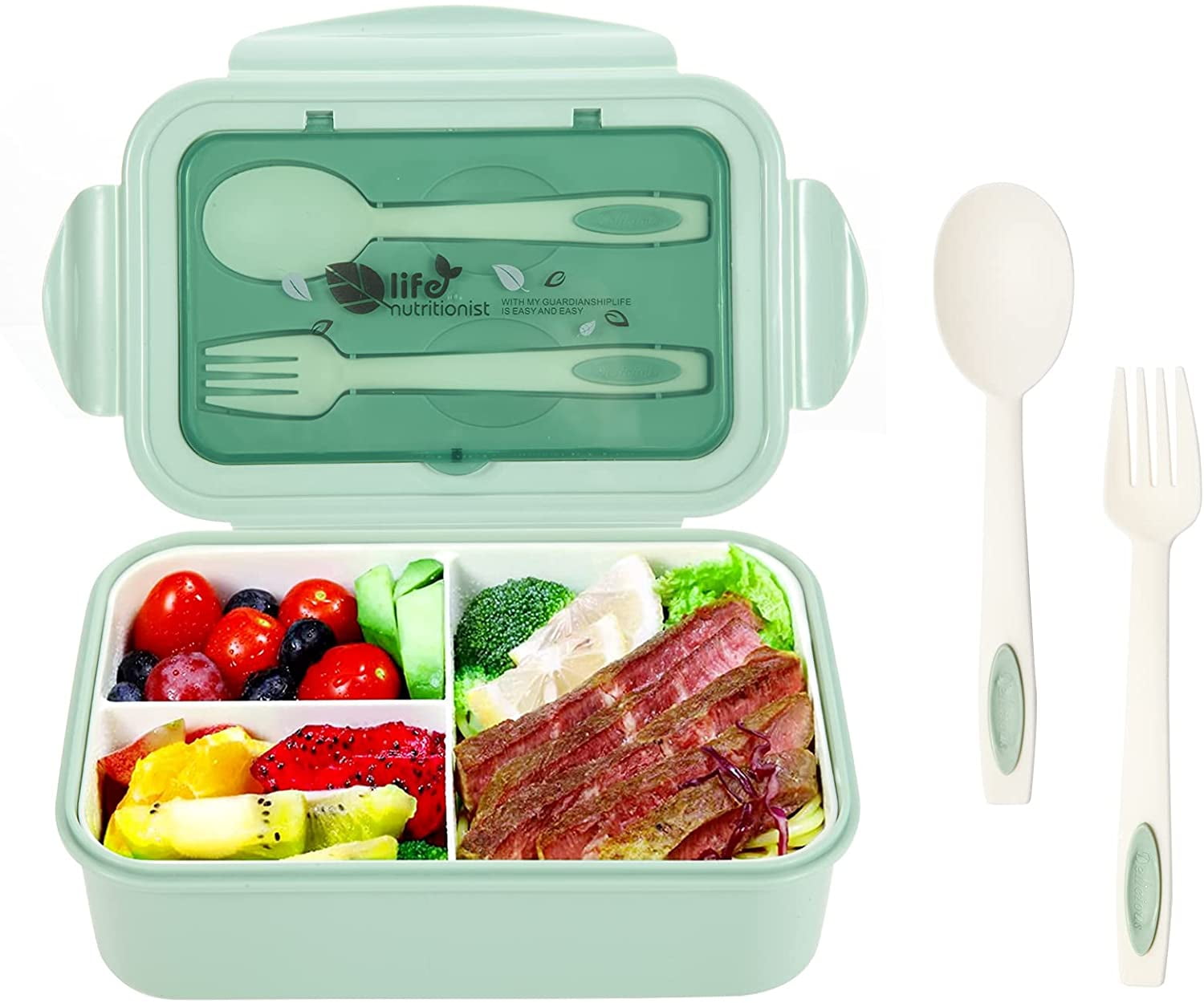 Lnkoo Bento Lunch Box for Kids & Adults with Spoon-Fork Meal Prep Containers Box Microwave-Safe Food Storage Salad Container Box BPA-Free Food Grade