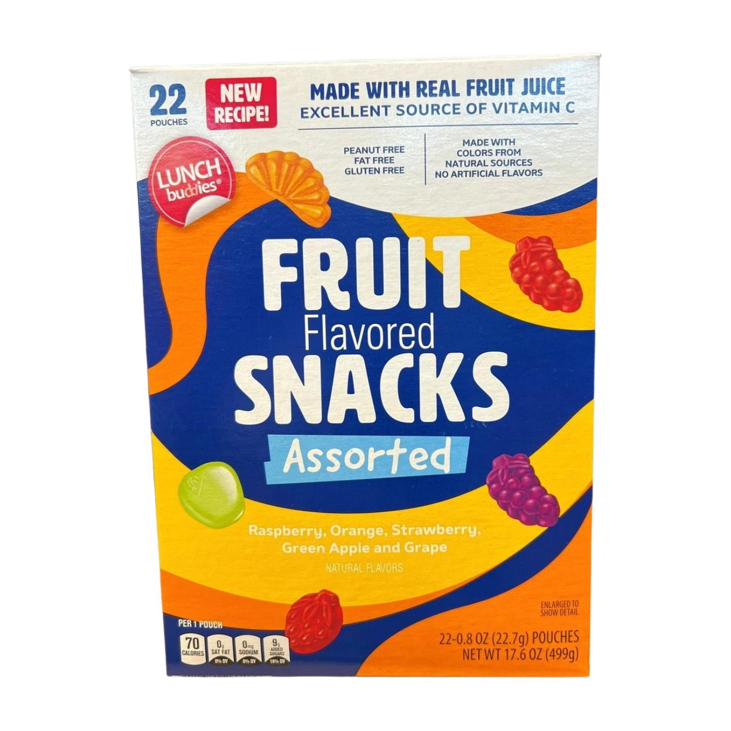 Lunch Buddies Fruit Flavored Snacks, Assorted Flavors, Peanut Free, Fat Free, Gluten Free, 22.08 oz (22.9 Pouches)