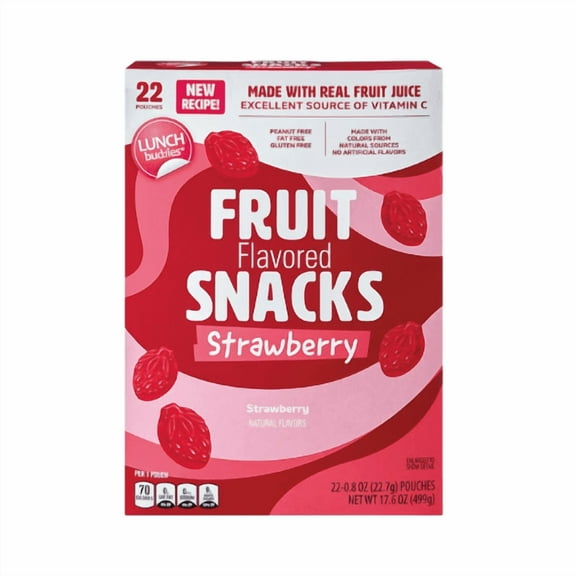 Lunch Buddies Strawberry Flavored Fruit Snacks, 22 count