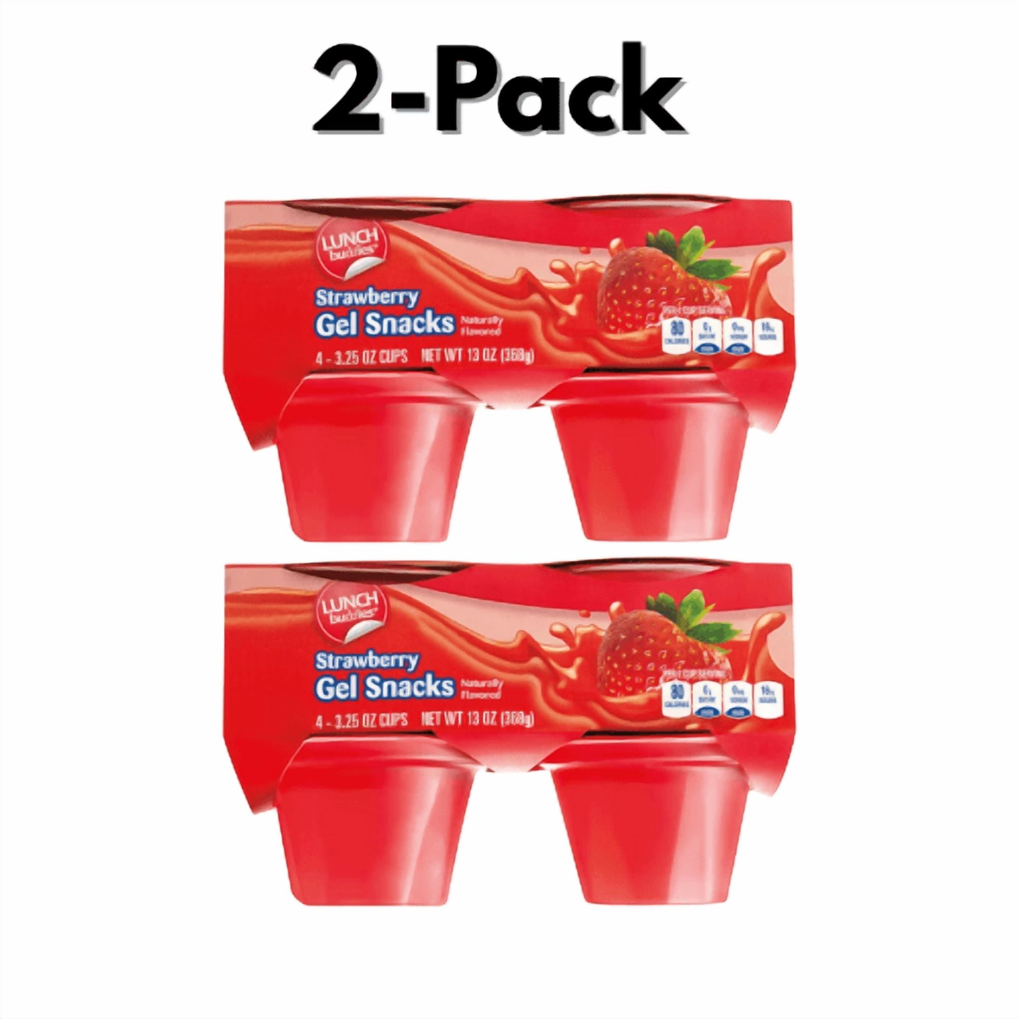 Lunch Buddies Strawberry Gel Snacks 2-Pack 4 x 3.25 oz Cups