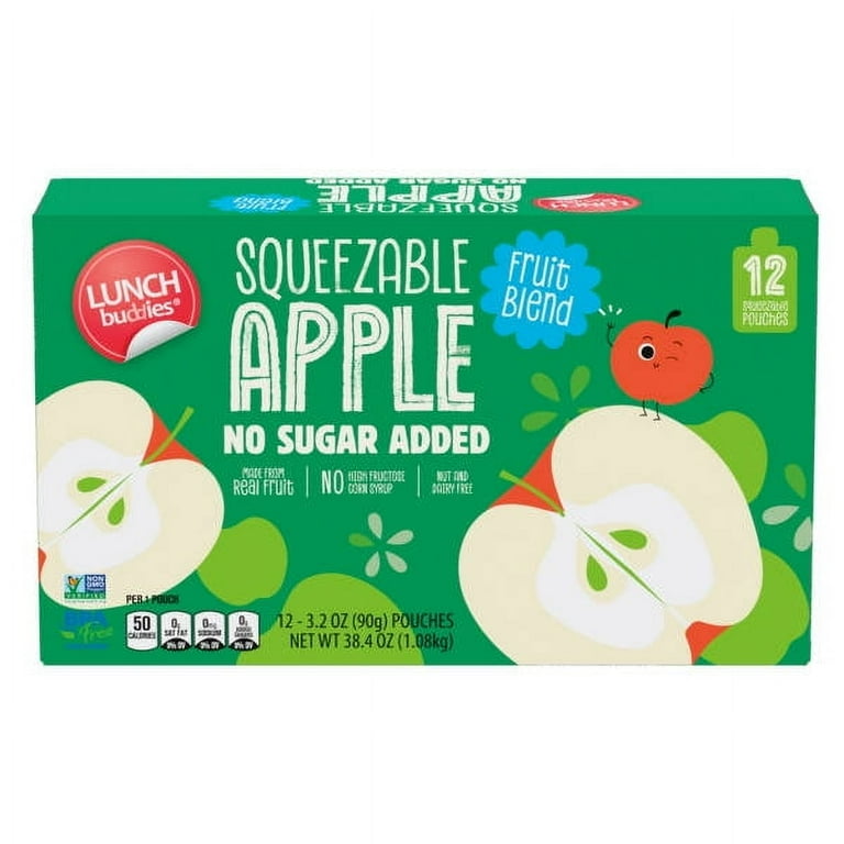 applechhichiです Lunch Buddies Sugar Free Apple Squeezes - 12 pack, 3.2 oz pouch